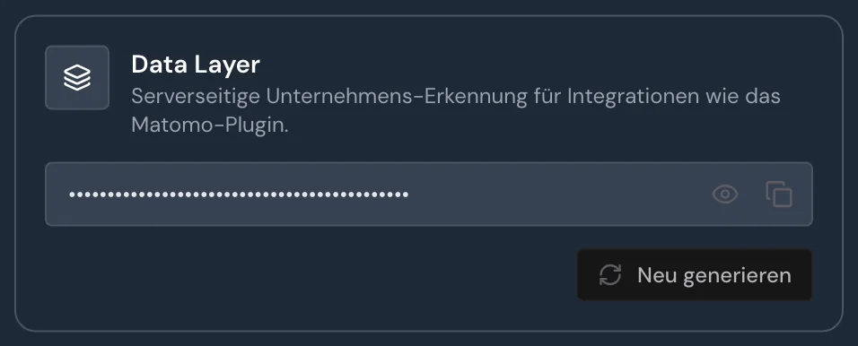 Die Karte Data Layer im Fenster API-Schlüssel mit verdecktem Schlüssel
