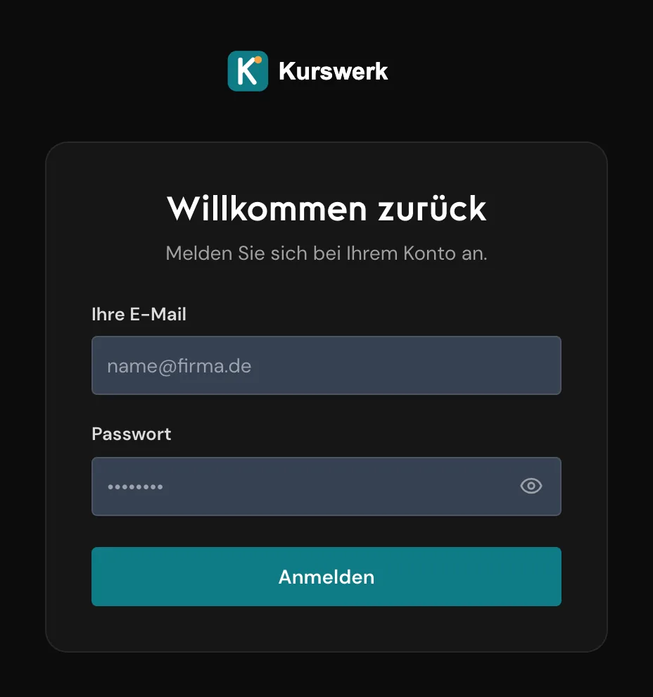 Die Login-Seite auf einer White-Label-Domain mit dem Logo des Partners