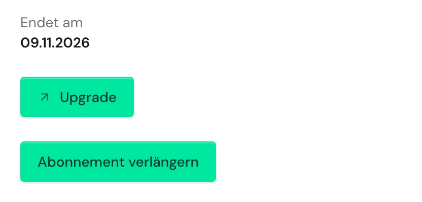 Das Fenster Abrechnung verwalten mit vorgemerkter Kündigung und der Schaltfläche Abonnement verlängern