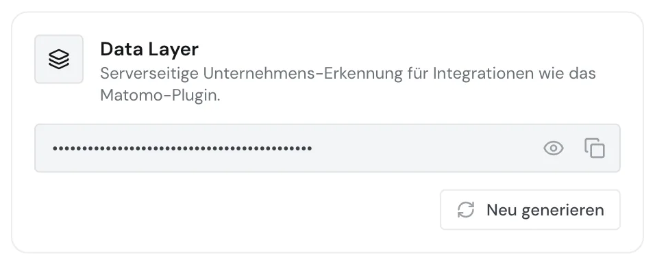 Die Karte Data Layer im Fenster API-Schlüssel mit verdecktem Schlüssel