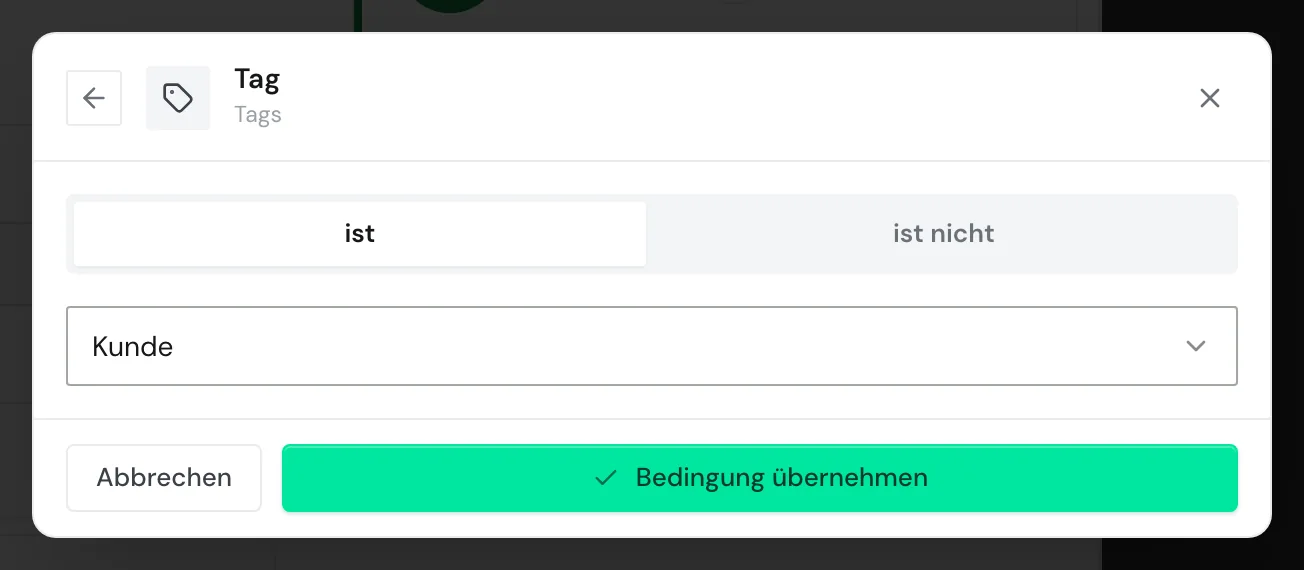 Eine Segment-Bedingung Tag ist Kunde