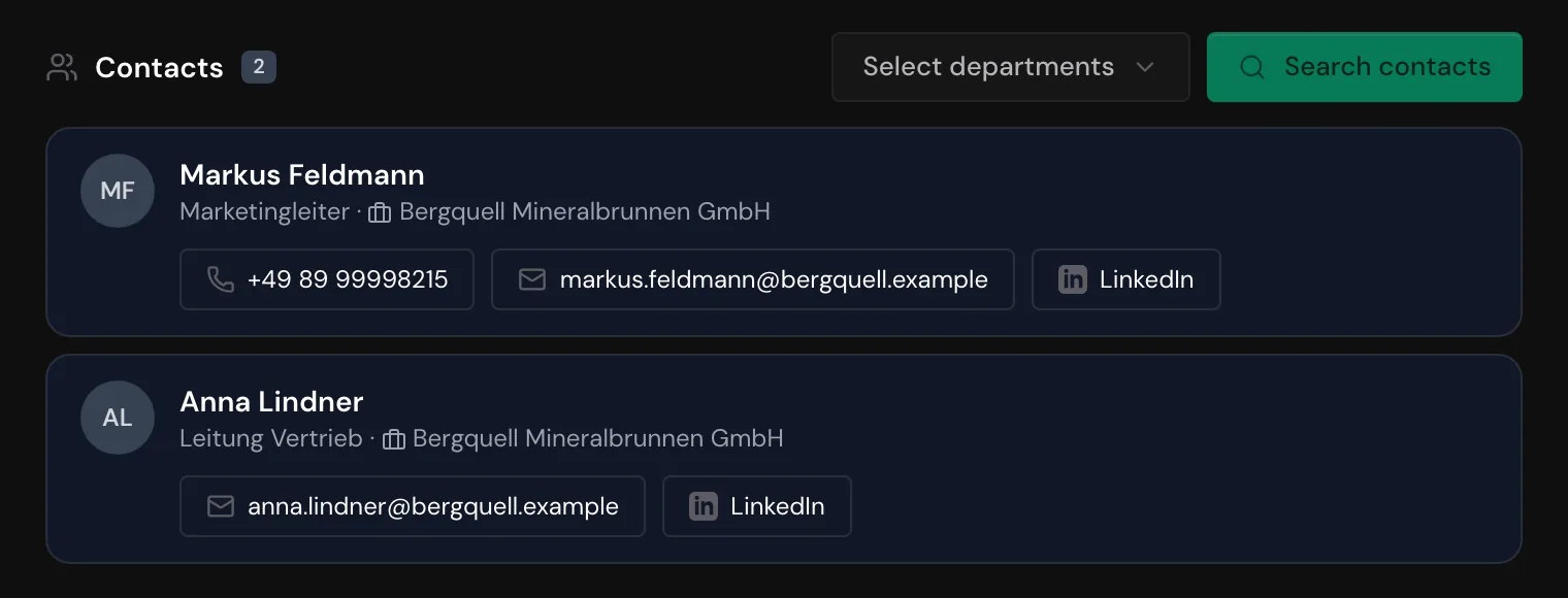 A contact with an unlocked email address and LinkedIn profile