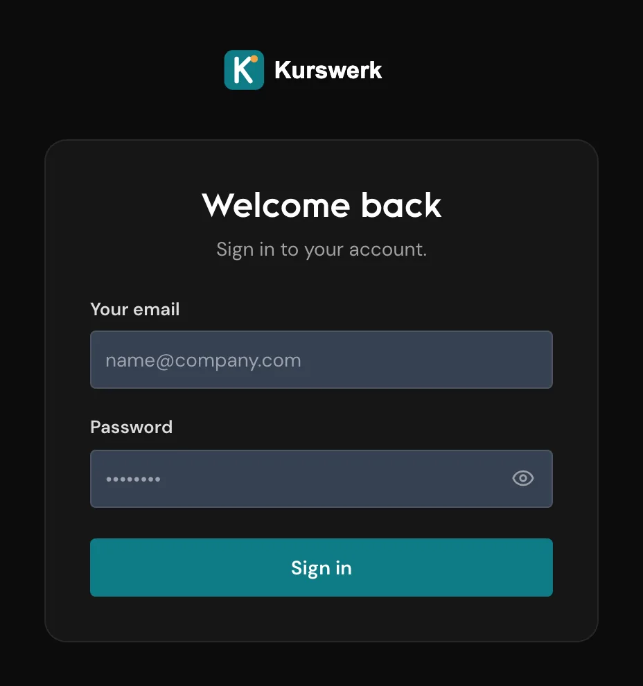 The login page on a white-label domain with the partner's logo