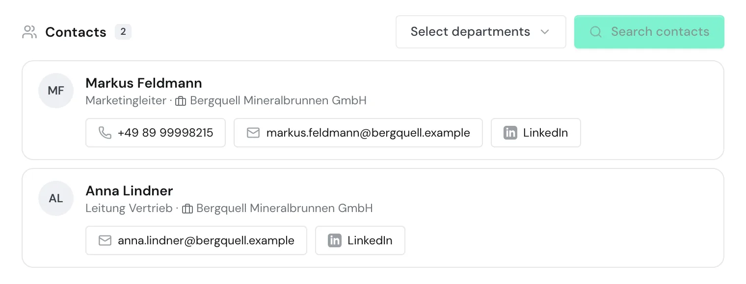 A contact with an unlocked email address and LinkedIn profile
