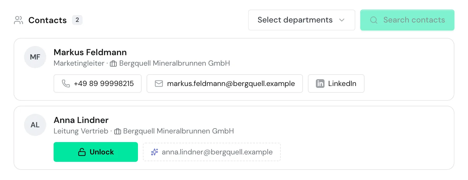The Unlock button next to a generated email address